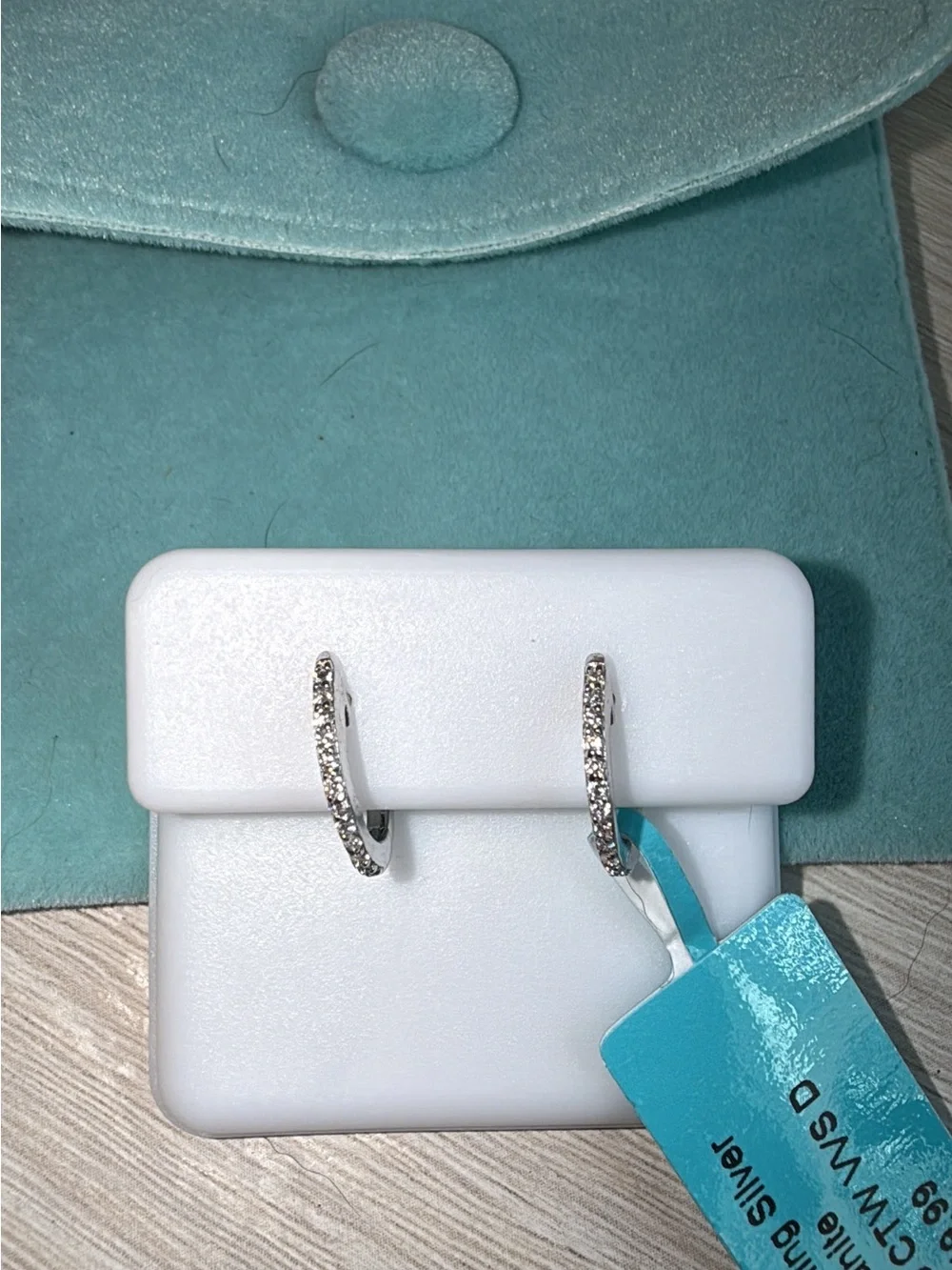 Brand new 925 sterling silver moissanite small earring Huggies NWT